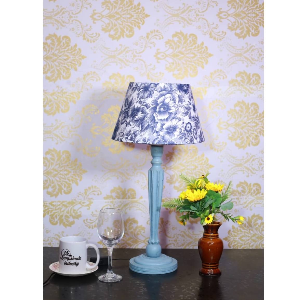 Blue Flower Printed Lampshade